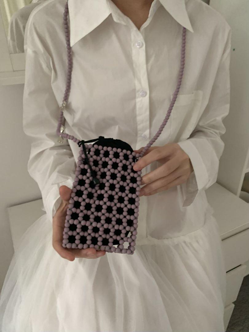 

Autumn and winter matte bead woven women s bag 2024 new woven beaded mobile phone bag світло-фіолетового кольору