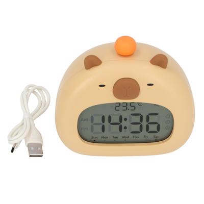 Capivara Despertador com Luz Noturna Snooze Contagem Regressiva Vários Toques Recarregável 800mAh