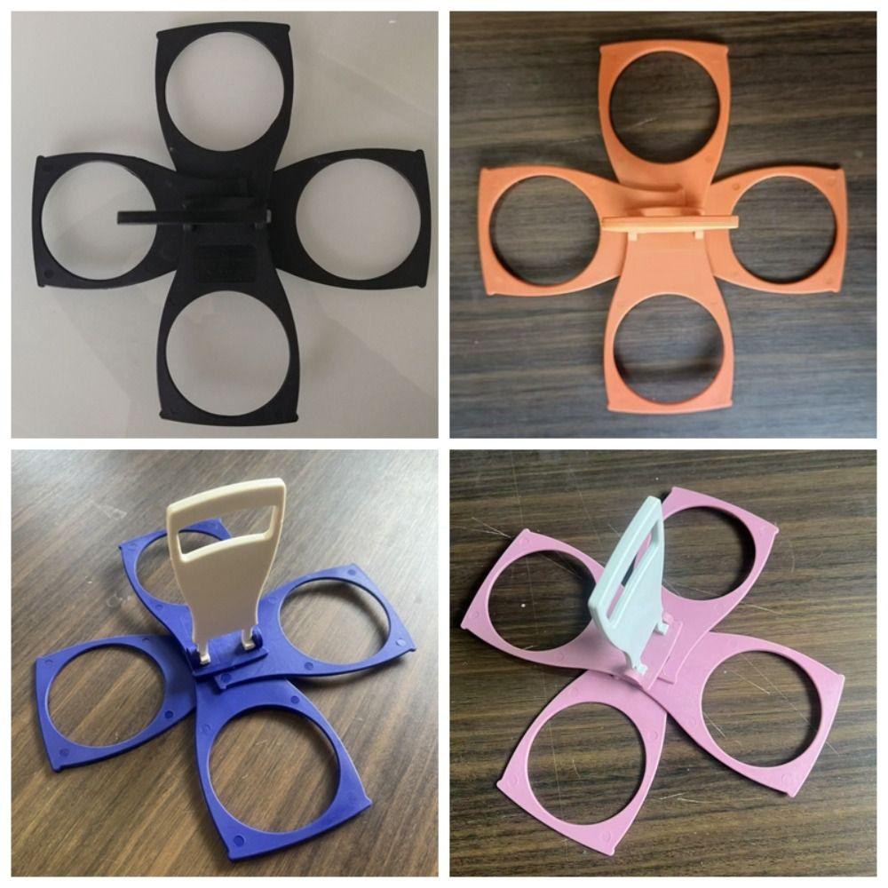 Versatile Plastic Foldable Cup Holder Anti Scalding 4-Cups Drink Carrier Rotating Carousel Cup Carrier Bar