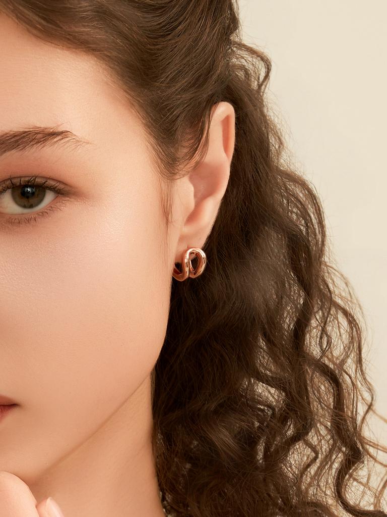 Ellejewelry 14K Gf Two-Way Line One-Touch Earrings Elgpee580
