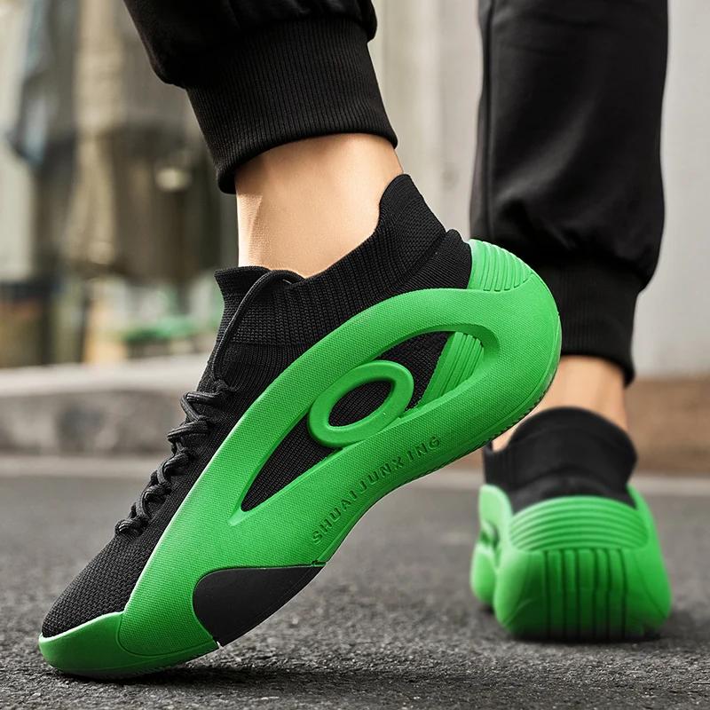 New Arrival Black Green Summer Sneakers for Men Breathable Socks Casual Sports Shoes Men Trainers Platform Designer Sneakers Men