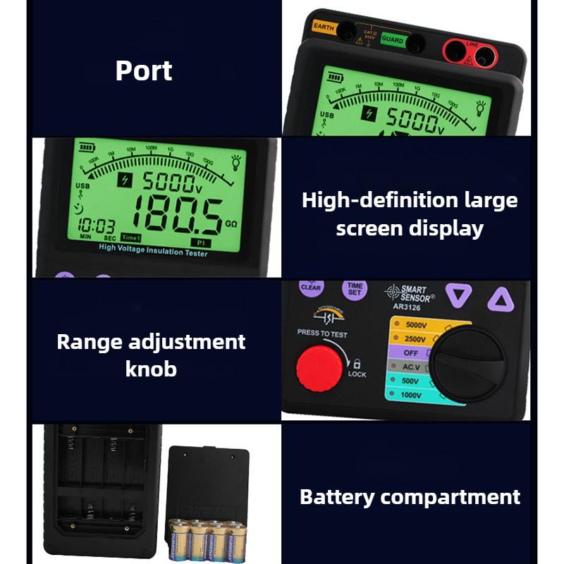 High Precision Resistance Meter Digital Insulation Tester Tools Electrician Voltage Resistance Meter Practical Measuring Tools
