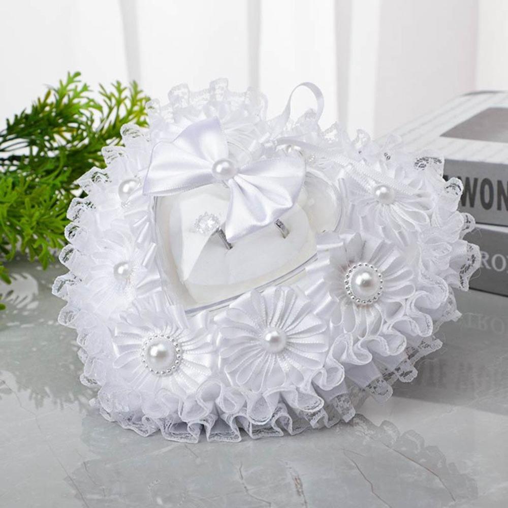 Flower Decorated Heart Shaped Ring Box Luxury Wedding Ring Box Ring Bearer Box  Proposal Event