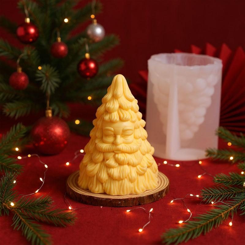 Santa Claus Aromatherapy Candle Mold DIY Christmas Decor 3D Christmas Tree Silicone Mold for Holiday Decorations and Gifts