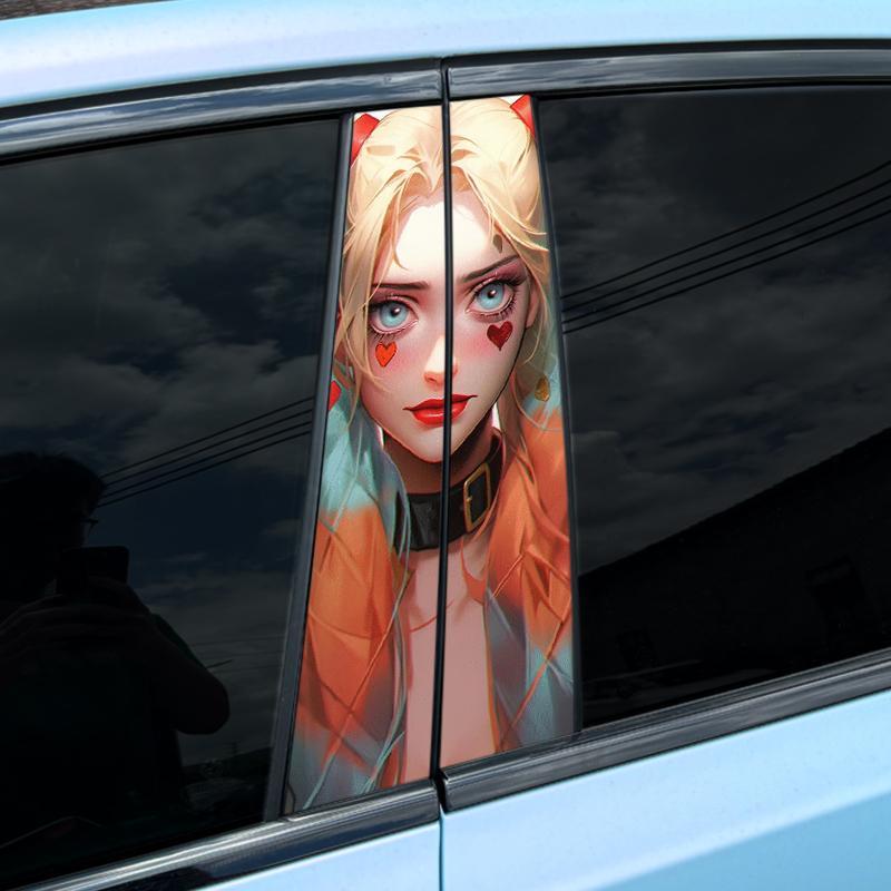 1/2pcs Joker Lady Car Stickers Auto B Pillar Waterproof Decoration Cover Scratches DIY Car Doors Pillar Sunscreen Vinyl Decals