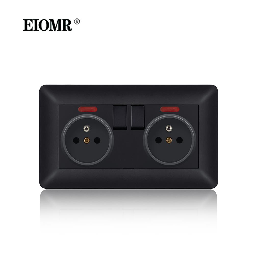 EIOMR France Standards Grounded Wall Socket 16A 250V with USB and Type-C Port Quality Curved Flame Retardant Panel Power Socket