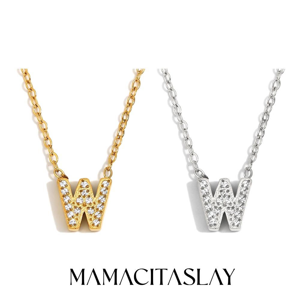 MamacitaSlay Classic 316L Stainless Steel Letter Necklace Waterproof 18K Gold Plated Jewelry Women's Elegant Neck Jewelry Gift