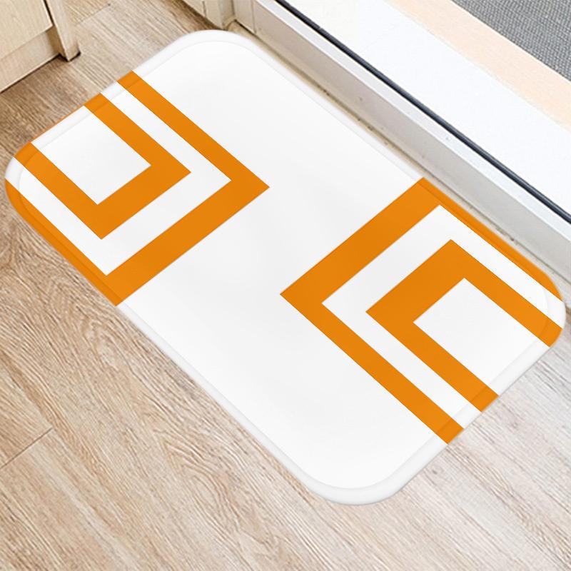 Fashion Orange Geometric Pattern Entrance Door Mat Bathroom Kitchen Anti-Slip Floor Indoor Room Home Decor Non-Slip Rug