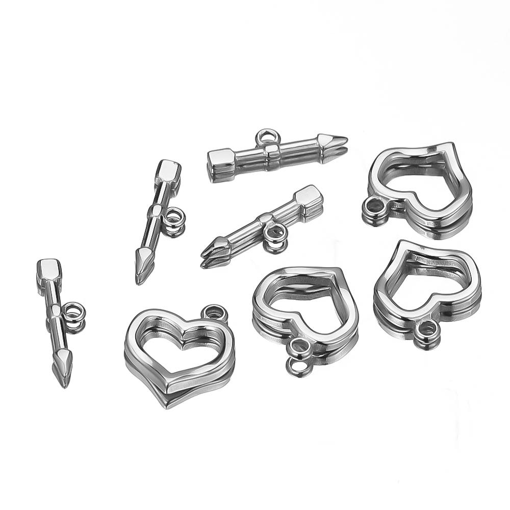4 Sets Stainless Steel OT Clasp Toggle Clasps for DIY Jewelry Making Heart Necklaces Connectors Crafts Bracelet Accessories