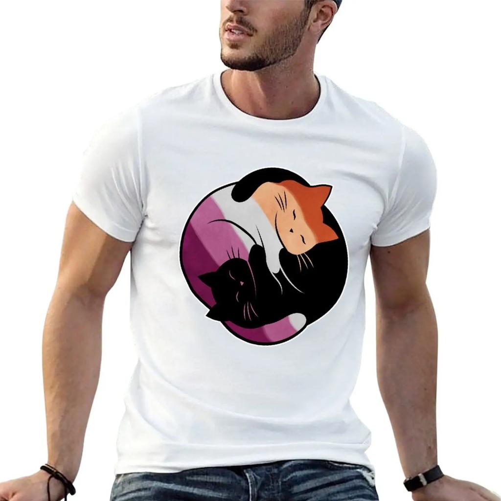 Lesbian Yin Yang Cat T-shirt cute clothes Blouse heavyweights big and tall t shirts
