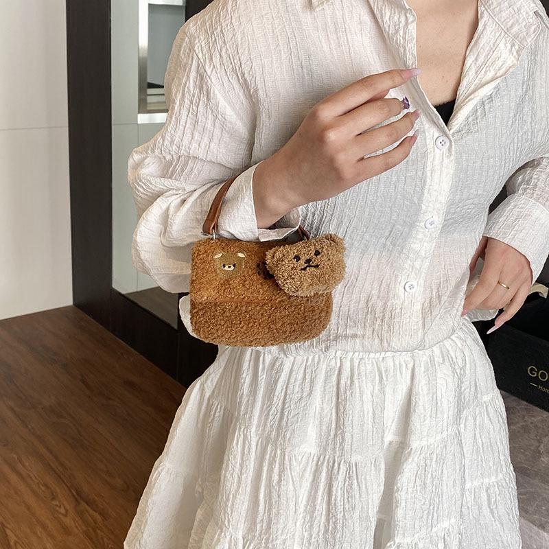 Dames Retro Plysj Crossbody Tote 2025 - Trendy Liten Håndveske for Jobb og Hverdagsklær