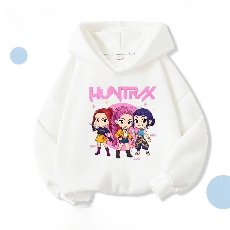 

Winter Children s Warm Hoodie Loose Casual Witch Hunting Group Reduced Size Printed Comfortable Hoodie 140cm белый