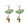 Tassel Fan Shaped Drop Earrings Hook Piercing Exaggerated Long Earrings  Party