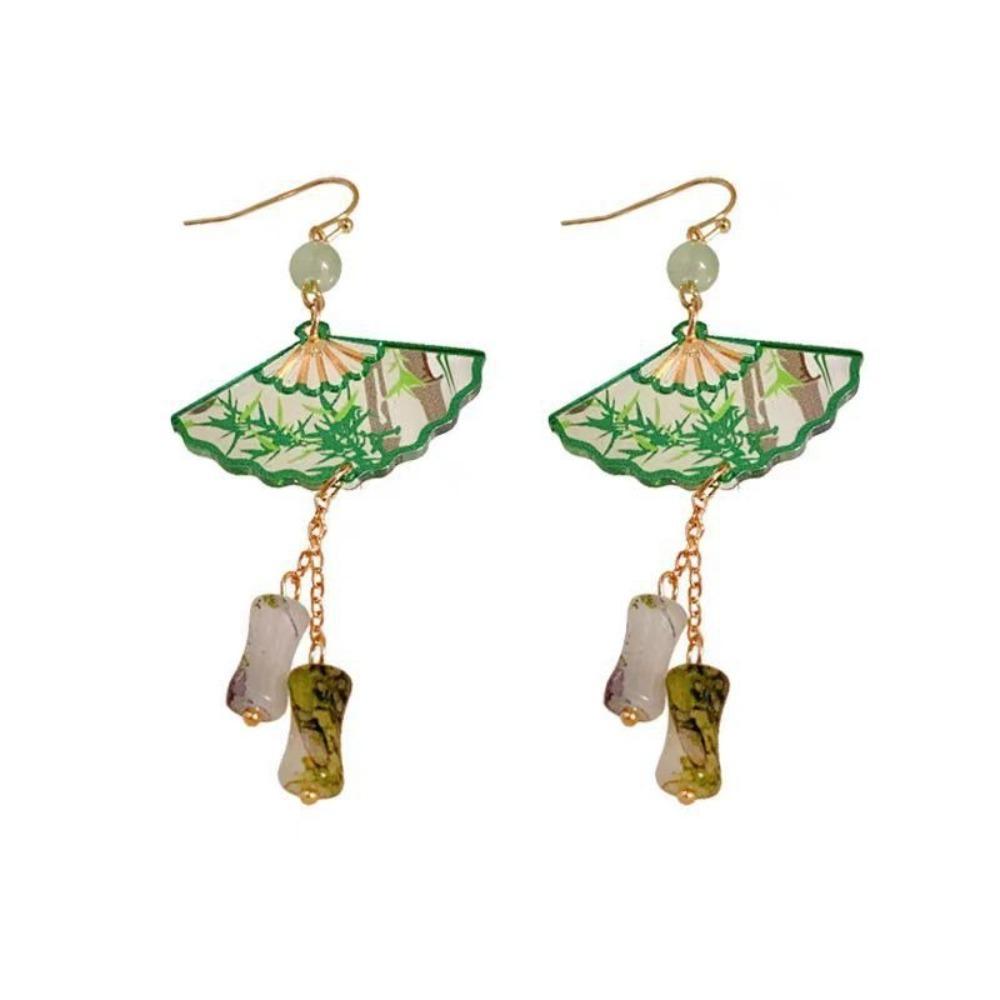 Tassel Fan Shaped Drop Earrings Hook Piercing Exaggerated Long Earrings  Party