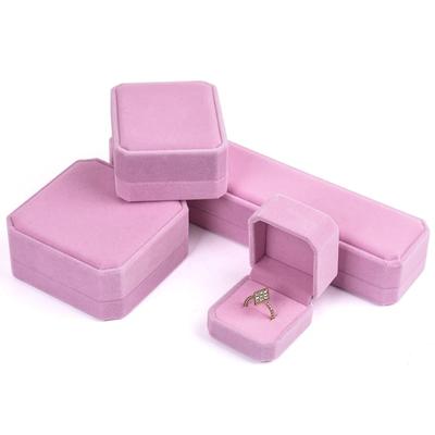 High-quality Pink Velvet Octagonal Jewelry Box Necklace Pendant Bracelet Ring Earrings Storage Display Jewelry Packaging Box