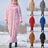 Damski Sweter z Wysokim Dekoltem Jednokolorowy Golf Luźny Dzianinowy Długi Sweter Sukienka