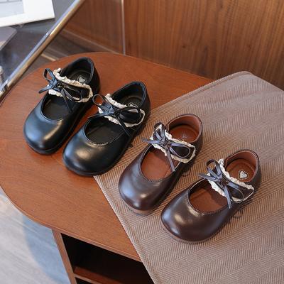 Prinzessinnenschuhe Mädchen Lederschuhe 2025 neue Kinder Mary Jane Schuhe ausländischer Stil schwarz kleines Mädchen schöne Babyschuhe
