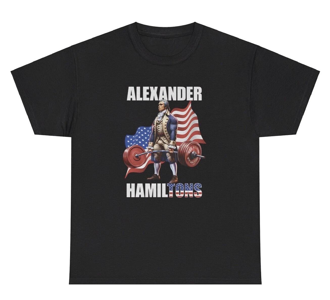 Alexander Hamilton T Shirt Funny Patriotic Deadlift Anti British Gym Pump Tee M