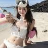 Korean Sexy Pure Desire Style White Suspender Bikini Split Small Chest Vacation Hot Swimsuit Women