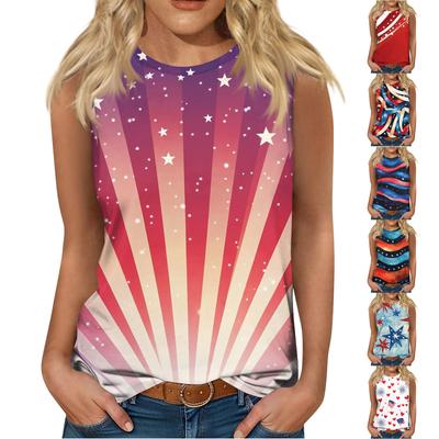 Women's Fashion Summer Round Neck Tank Top Lightweight Sleeveless  Print Tank Top