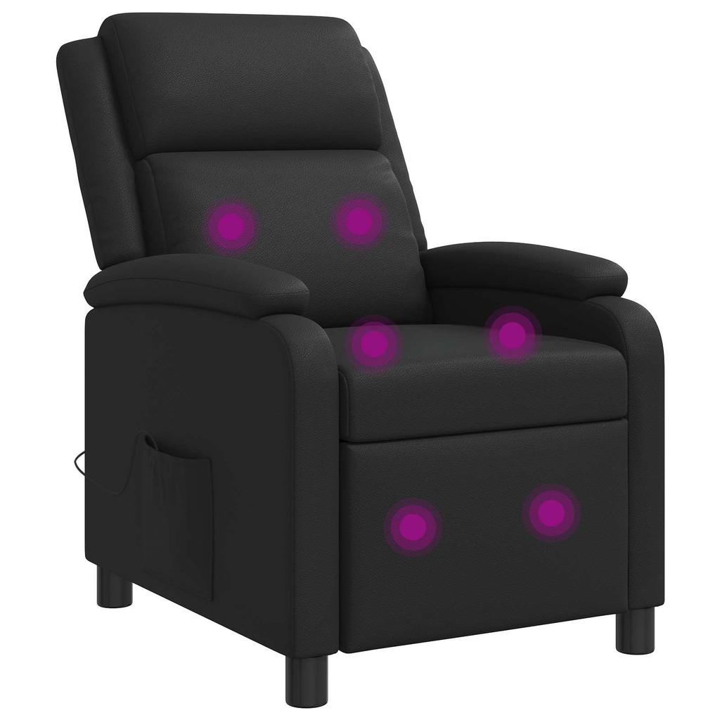 Massage Recliner Chair Black Artificial Leather