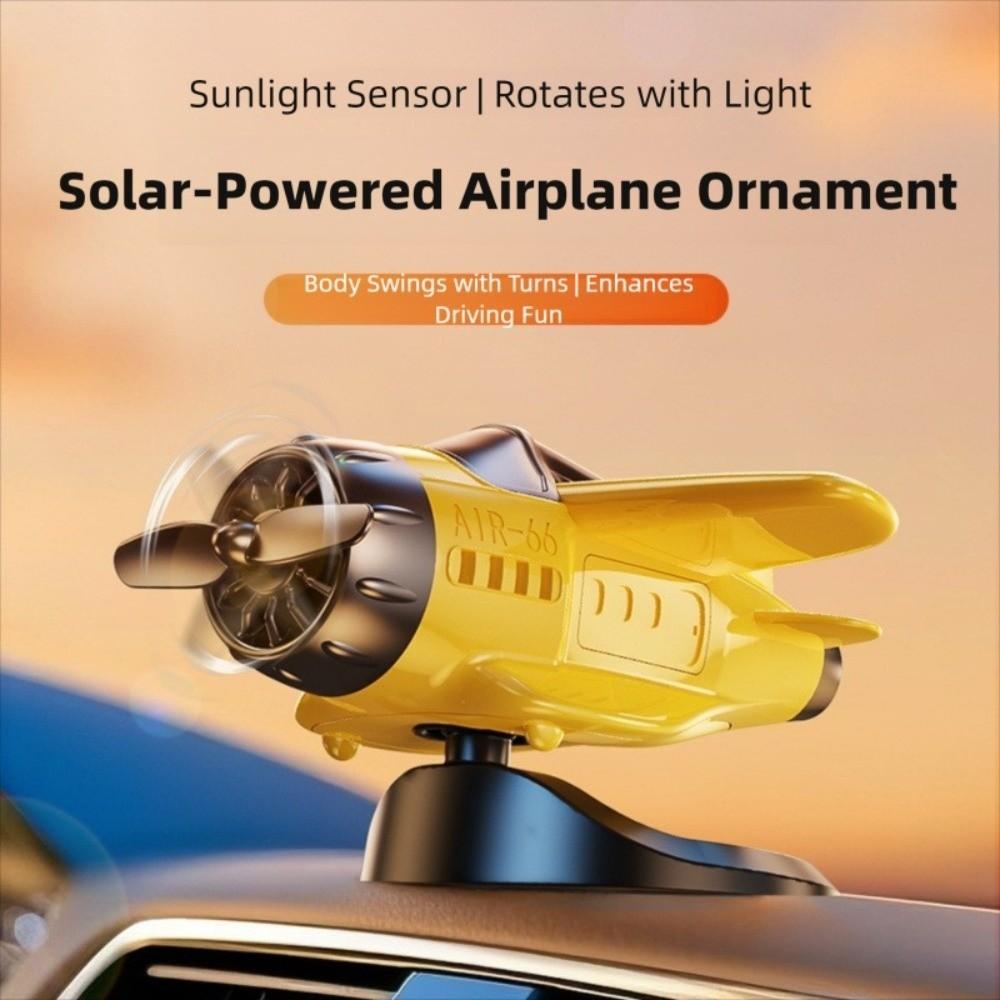 360° Rotary Car Center Console Decorations Solar Powered Aircraft Ornaments  Dashboard Ornament