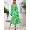 Spring and Autumn Women's Long Sleeve Printed Dress Slim Temperament Mid-Length Dresses