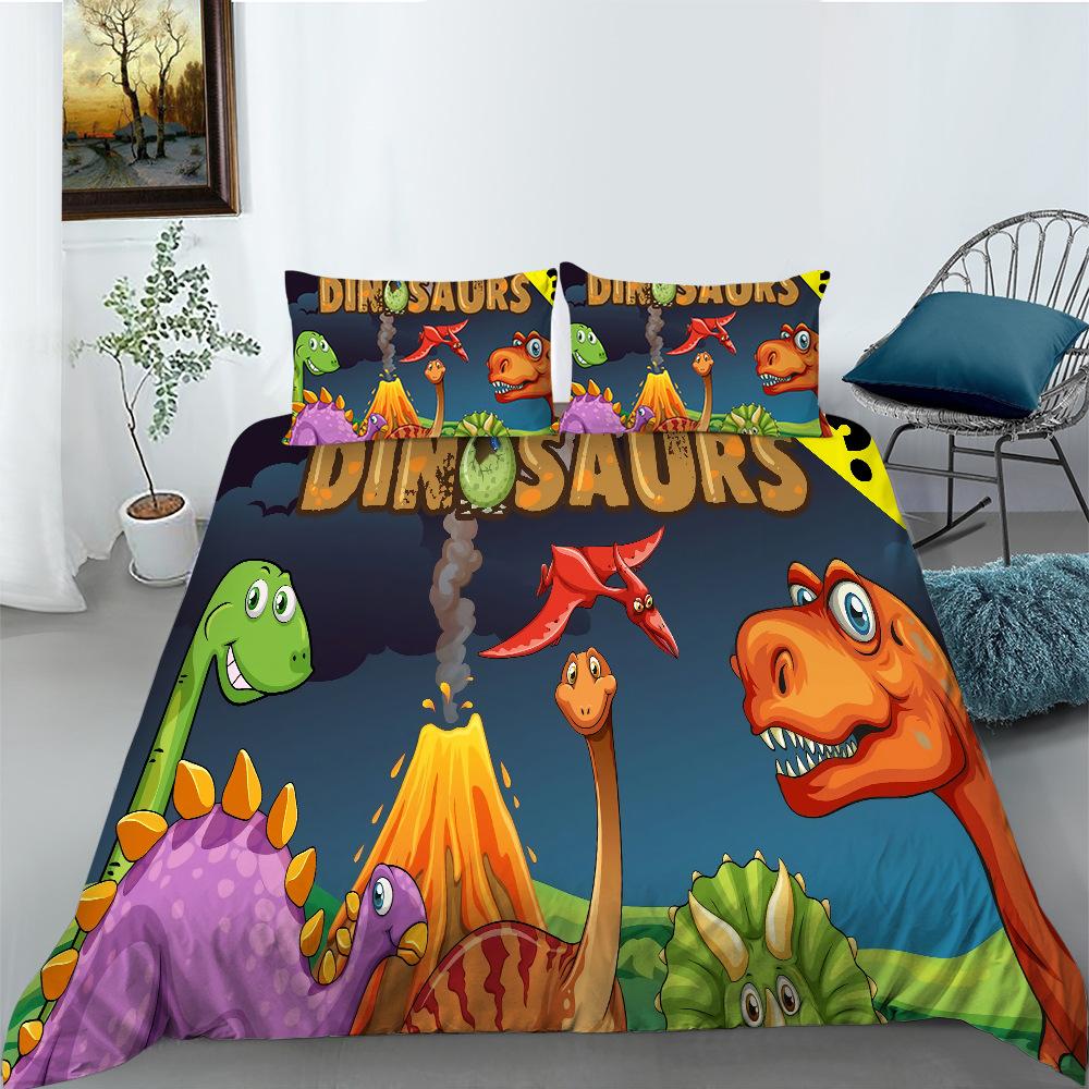 Cartoon Dinosaur Series Quilt Cover Pillowcase Two Or Three-Piece Set Polyester Digital Printing Can Be