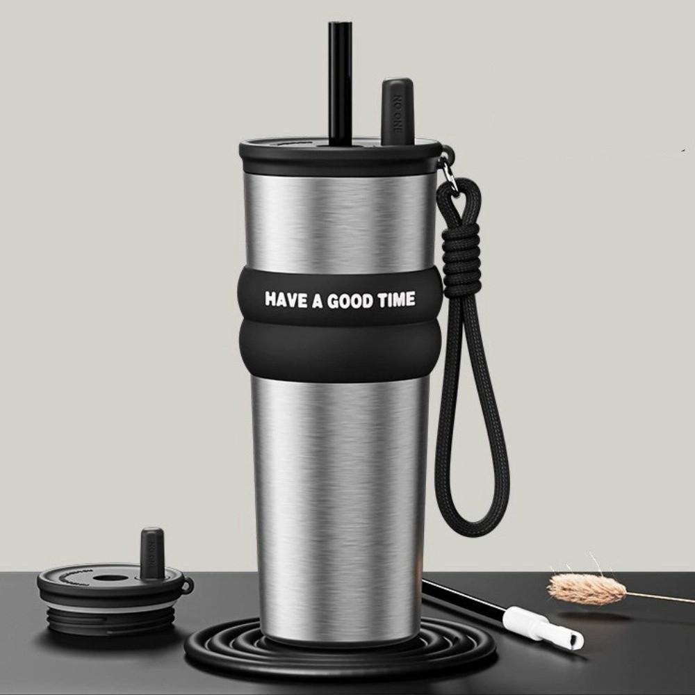 

Stainless Steel Vacuum Insulated Bottle Large Capacity Thermal Cup Portable Water Bottle Gym серебряный
