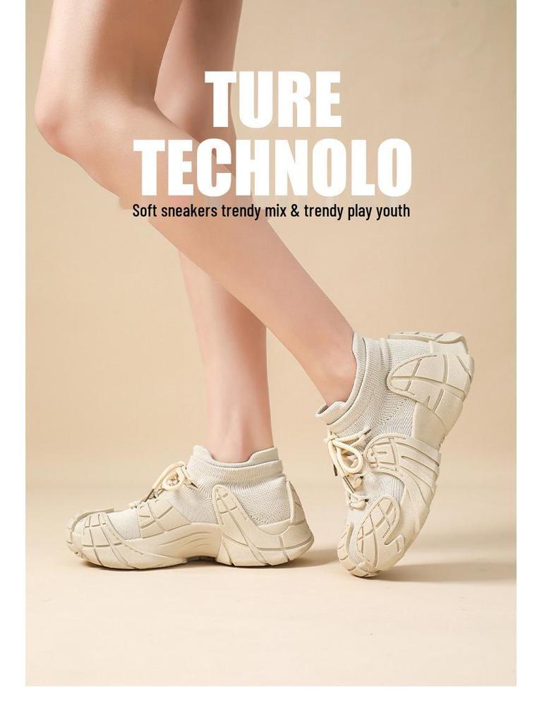 Damen Trendige Oktopus Kokosnuss Freizeit Fly-Knit Schuhe mit dicken Sohlen