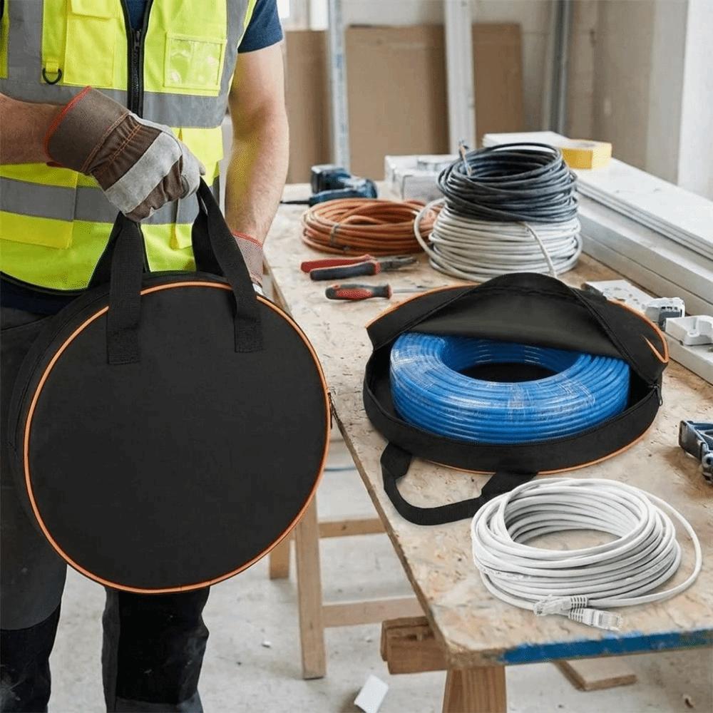 Handheld Car Charge Cable Bag Oxford Cloth EV Charger Carry Bag Circular Tool Bag for Car Caravan