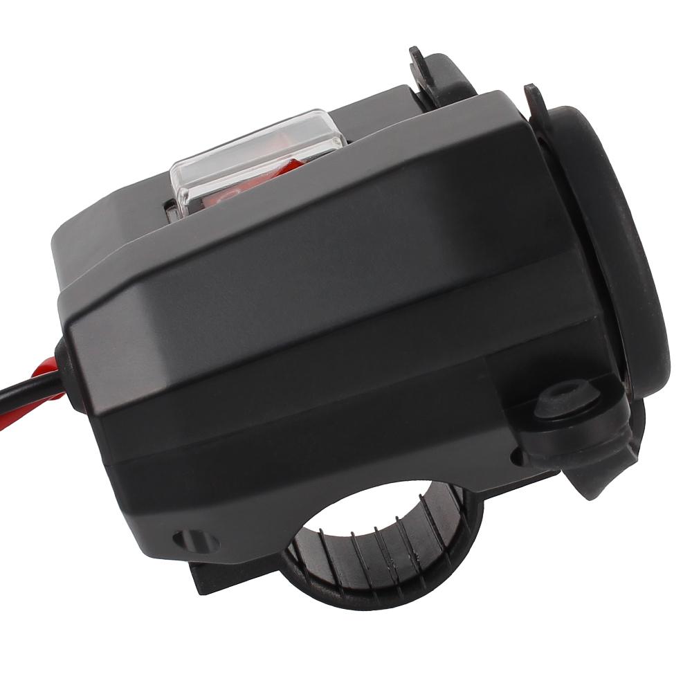 Digital Display 5V 2.1A Adapter Power Supply Motorcycle Handlebar Charger for Phone Dual USB Port Cigarette Lighter Socket
