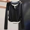 Women's Fake Two-Piece Long-Sleeve T-Shirt - Early Autumn 2025, Slimming High-End Inner Layer, Short Top