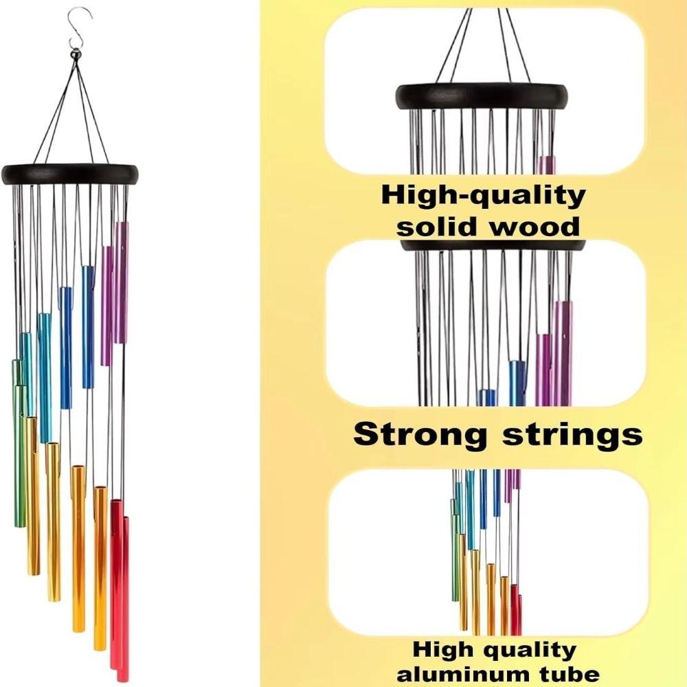 With Hook Colorful Tubes Garden Ornaments Aluminum Zinc Zinc Alloy Hanging Wind Chimes  Festival Gift