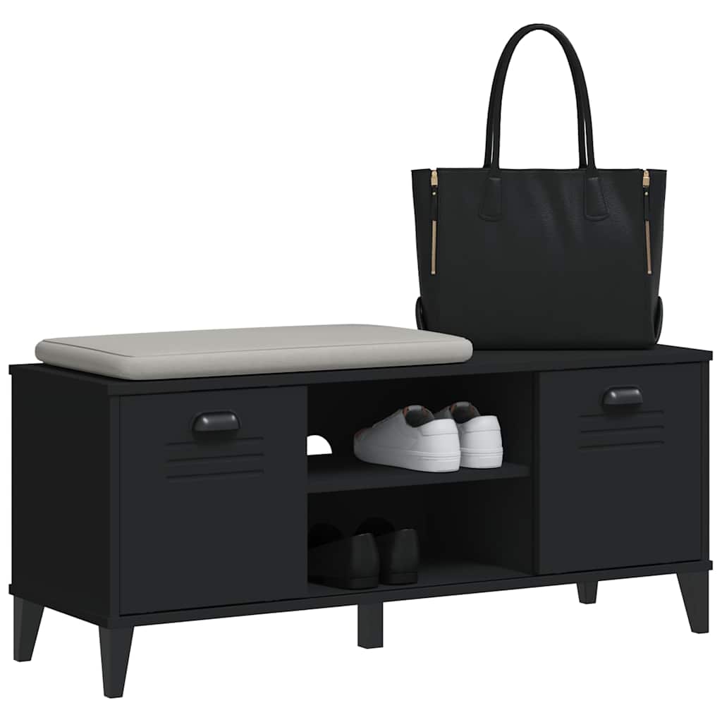 Vidaxl Ławka Na Buty Viken, Czarna, 106X35X45 Cm, Lite Drewno Sosnowe
