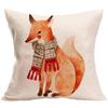 Winter Forest Cartoon Animals Linen Pillowcase Home Living Room Sofa Car Office Cushion Cover 45*45Cm