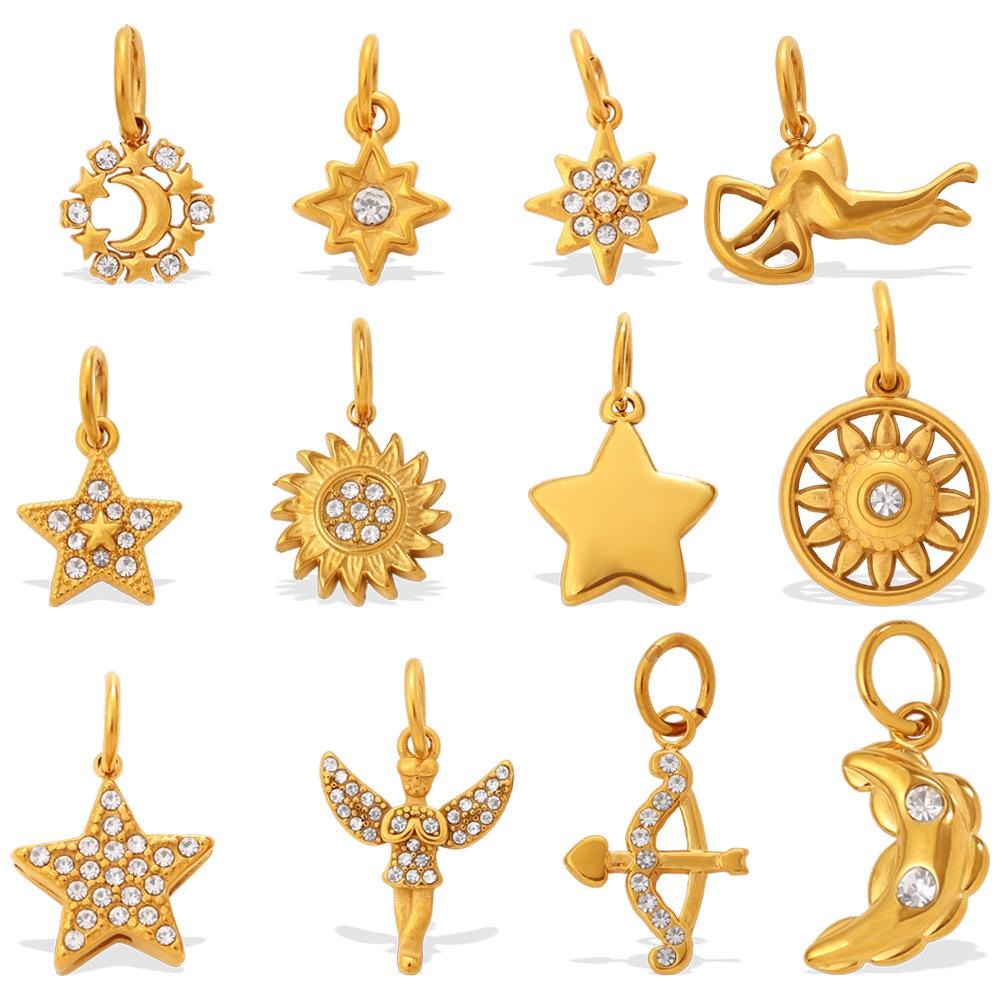 Yori 2Pcs Stainless Steel Gold Color PVD Plated Pendant for DIY Necklace Bracelet Earring Jewelry Making Accessories