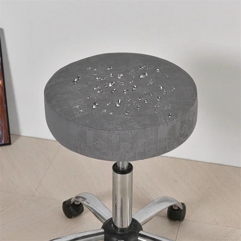 1Pc Pu Leather Dining Chair Covers Waterproof Round Stool Covers Removable Cafe Bar Chairs Protector Seat Covers Anti-Dirty