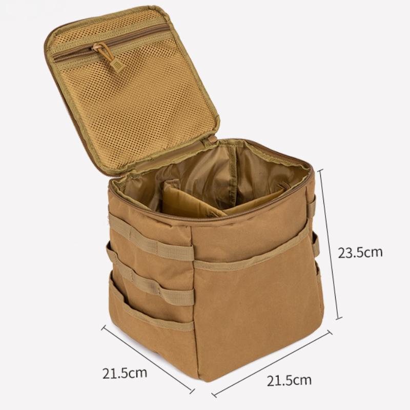 Camping Storage Pouch Picnic Basket Spacious Outdoor Use Camping Lamps Gas Stove Gas Canister Pot Carry Pouch Storage Picnic Pouch