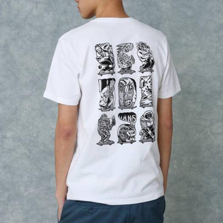 Vans Asian Artist Collaboration Series Pattern Print Short Sleeve T-Shirt Men Tops White VN0A4P5FWHT