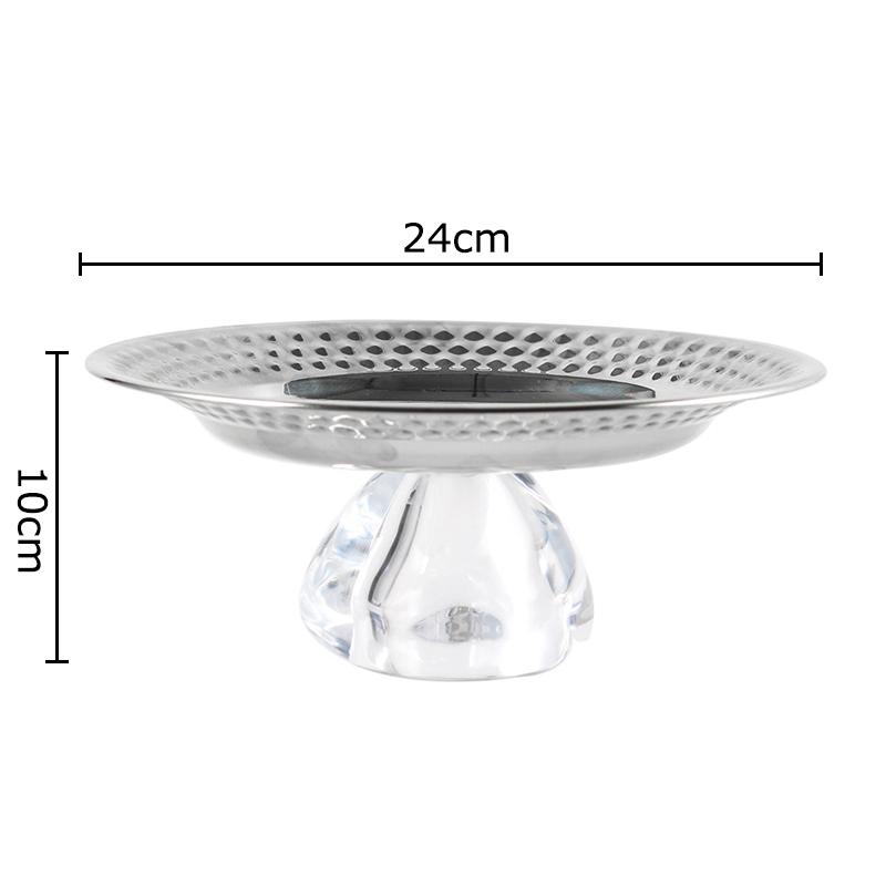 Creative Silver Fruits Bowl Storage Tray Transparent Glass Base Plates Hotel Restaurant Fruit Plate Kitchen Dessert Cutlery
