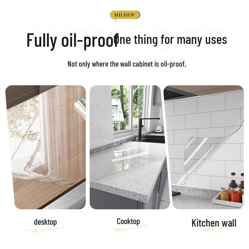 Waterproof Transparent Anti-Static Kitchen Oil Stickers: High Temperature Resistant, Self-Adhesive Wallpaper for Stove and Range Hood.