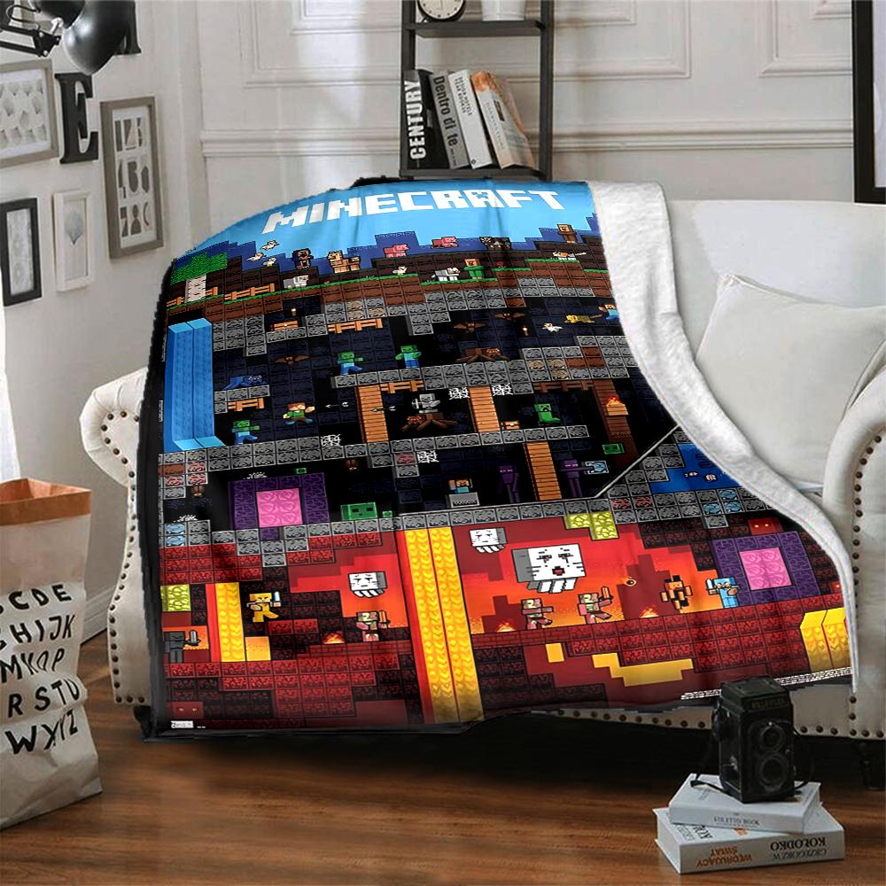 Minecraft Adventure Poster Blanket Soft Throw Blanket For Home Bedroom Bed Sofa Travel Office Solid Christmas Blanket