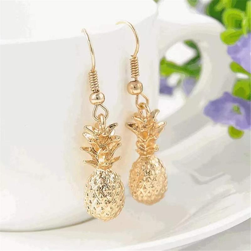 Fruit Pineapple Alloy Drop Earrings Vintage Gold Color Pendant Earrings for Women Party Charm Jewelry Accessories