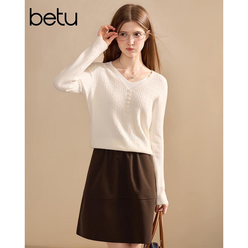 Betu Women's V-Neck Color-Block Knit Sweater