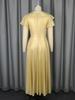 Women V Neck Elegant Maxi Dress with Butterfly Sleeve 3D Flower Waist Side Slit Perfect for Weddings Galas Showcasing Graceful Style
