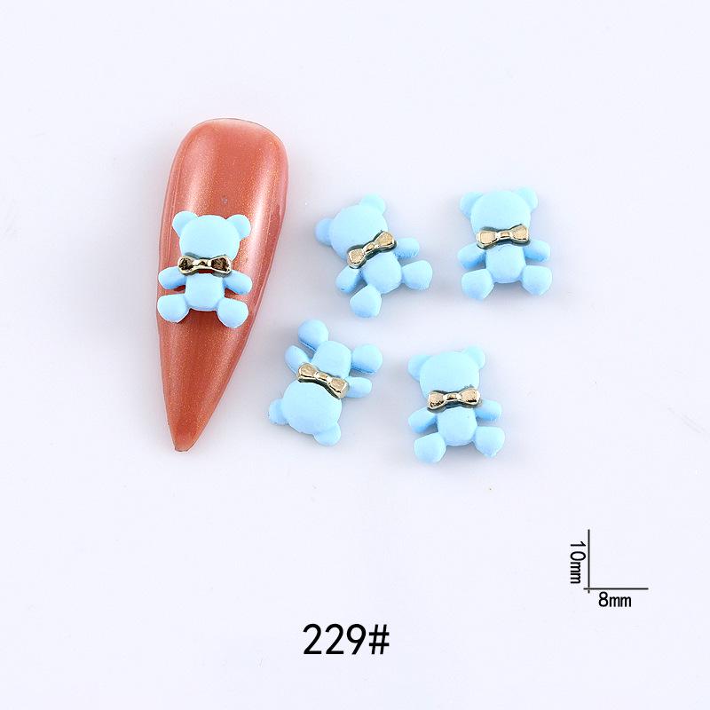 New Cute Bow Heart Nail Art: Frosted Matte Blue & Pink