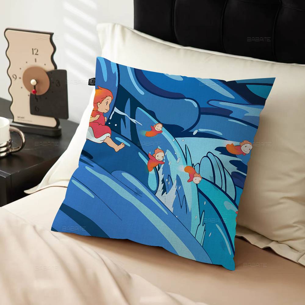 Cute P-Ponyo Movie On The Cliff Cushion Cover Pillowcase Upholstery Sofa Throw Pillow Home Decor Pillowcas