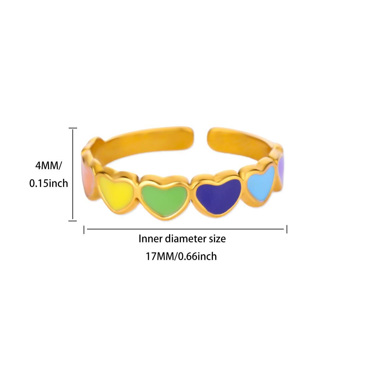 

Punk Rainbow Oil Dripping Heart Open Rings for Women Stainless Steel Gold Color Ring 2025 Fashion Trend Wedding Couple Zircon