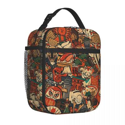 Pisica norocoasă Stil japonez Geantă termică izolată pentru prânz Școală Maneki Neko Cutie Bento reutilizabilă Cooler Cutie termică pentru mâncare